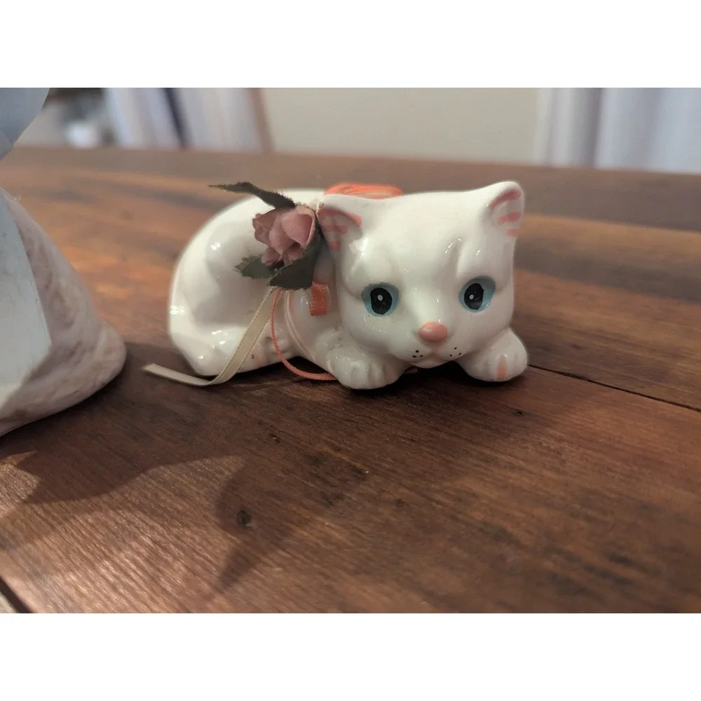 2‎ Vintage Glass & Ceramic Cat Figurines